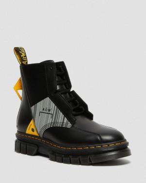 Black Dr Martens Rikard A-Cold-Wall* Leather Platform Boots (Smooth Leather) Platforms Boots | LV55-G0GF