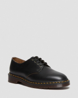 Black Dr Martens Smiths Vintage Smooth Leather Dress Shoes (Valentine Smooth) Shoes | SG84-B3QS