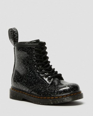 Black Dr Martens Toddler 1460 Glitter Lace Up Boots (Cosmic Glitter) Boots | ES17-W4TF