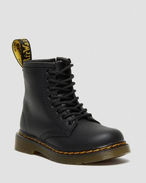 Black Dr Martens Toddler 1460 Softy T Leather Lace Up Boots (Softy T) Boots | IT87-P0ON