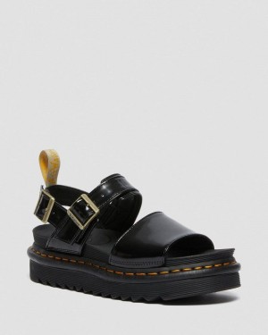 Black Dr Martens Vegan Voss Strap Sandals (Oxford) Sandals | AQ23-S4PV