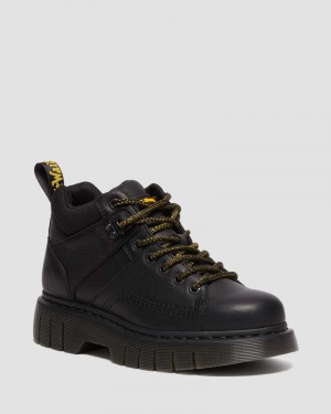 Black Dr Martens Woodard Grizzly Leather Low Casual Boots (Grizzly) Platforms Boots | DP17-S0LL