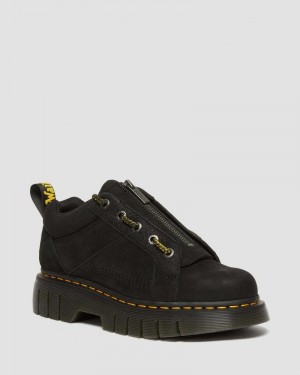 Black Dr Martens Woodard Tumbled Nubuck Leather Low Casual Boots (Titan) Shoes | YA26-A1LI