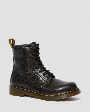 Black Dr Martens Youth 1460 Crinkle Metallic Lace Up Boots (Disco Crinkle) Boots | JF09-T3KW