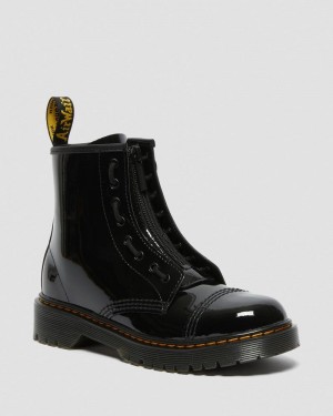 Black Dr Martens Youth Sinclair Bex Patent Leather Boots (Patent Leather) Boots | HJ72-E3SF