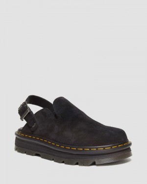 Black Dr Martens Zebzag Suede Casual Slingback Platform Mules (E.H.Suede) Sandals | WC22-B9SL