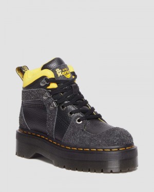 Black Dr Martens Zuma Milled Nappa Leather & Suede Hiker Style Boots Boots | LS31-J7MK