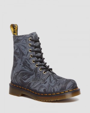 Black / Grey Dr Martens 1460 Pascal Marbled Suede Lace Up Boots (Marbled Suede) Boots | RB79-C1SH