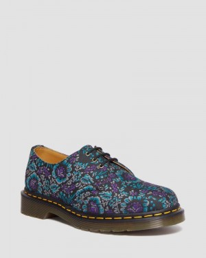 Black/purple Dr Martens 1461 Floral Jacquard Oxord Shoes (Floral Jacquard) Shoes | TN44-B3OY