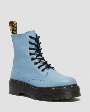 Blue Dr Martens Jadon III Boot Pisa Leather Platforms (Pisa) Platforms Boots | ID56-A3WJ