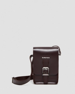 Burgundy Dr Martens Leather Vertical Crossbody Bag (Kiev & Smooth) Bags & Backpacks | PL86-L4SP