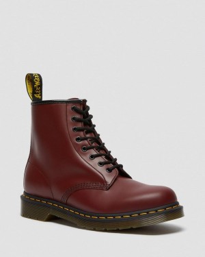 Cherry Red Dr Martens 1460 Smooth Leather Lace Up Boots (Smooth Leather) Boots | MQ03-A7CC