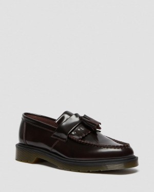 Cherry Red Dr Martens Adrian Arcadia Leather Tassel Loafers (Arcadia) Shoes | AO51-E8SH