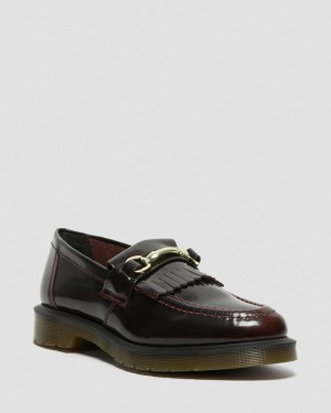 Cherry Red Dr Martens Adrian Snaffle Smooth Leather Kiltie Loafers (Arcadia) Shoes | NM55-F5BC