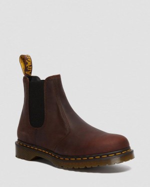 Chestnut Dr Martens 2976 Waxed Full Grain Leather Chelsea Boots (Waxed Full Grain) Boots | FF47-W7VN