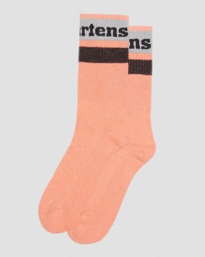 Coral Dr Martens Athletic Logo Organic Cotton Blend Socks (Cotton Blend) Socks | EV57-S8GT