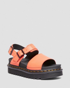 Coral Dr Martens Voss Pisa Leather Strap Sandals (Pisa) Platforms Sandals | AH01-K6BG