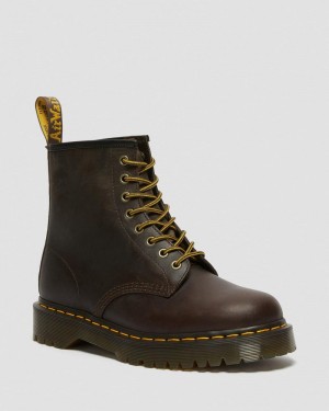 Dark Brown Dr Martens 1460 Bex Crazy Horse Leather Lace Up Boots (Crazy Horse) Platforms Boots | AH75-F4EN