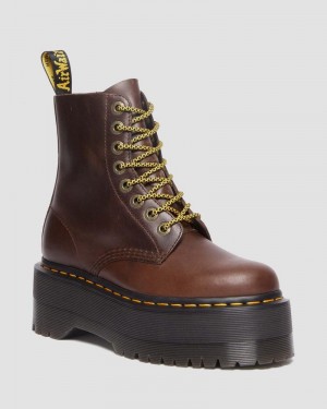 Dark Brown Dr Martens 1460 Pascal Max Pull Up Leather Platform Boots Platforms Boots | ED58-Z6NK