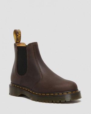 Dark Brown Dr Martens 2976 Bex Crazy Horse Chelsea Boots (Crazy Horse) Platforms Boots | ZQ49-J2JY