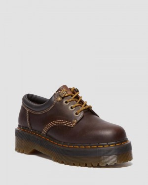 Dark Brown Dr Martens 8053 Arc Crazy Horse Leather Platform Casual Shoes (Crazy Horse) Platforms | GO93-F2JI