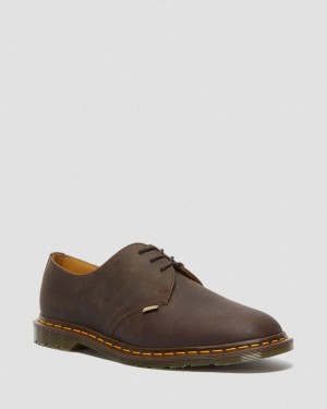 Dark Brown Dr Martens Archie II JJJJound Crazy Horse Leather Lace Up Shoes (Crazy Horse) Shoes | PR90-O5DU