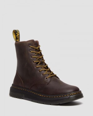 Dark Brown Dr Martens Crewson Crazy Horse Leather Everyday Boots (Crazy Horse) Boots | WS75-N8BW