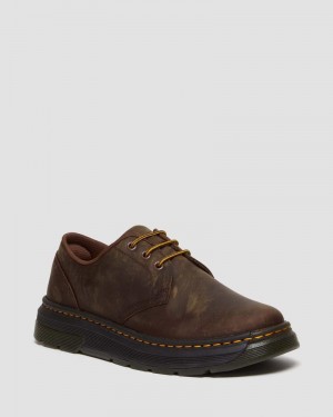 Dark Brown Dr Martens Crewson Lo Crazy Horse Leather Casual Shoes (Crazy Horse) Shoes | MV14-M6DO