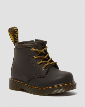 Dark Brown Dr Martens Infant 1460 Wildhorse Leather Lace Up Boots (Wildhorse Lamper) Boots | SF12-T4ER