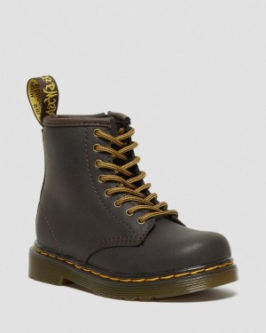 Dark Brown Dr Martens Toddler 1460 Wildhorse Leather Lace Up Boots (Wildhorse Lamper) Boots | SH49-A6YL