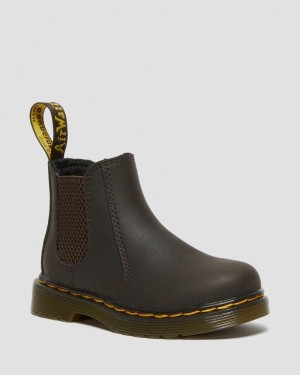 Dark Brown Dr Martens Toddler 2976 Wildhorse Leather Chelsea Boots (Wildhorse Lamper) Boots | YY29-M0FG