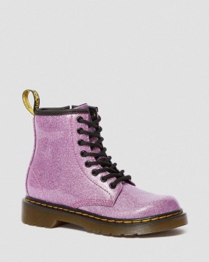 Dark Pink Dr Martens Junior 1460 Glitter Lace Up Boots (Coated Glitter) Boots | QG42-U6FE