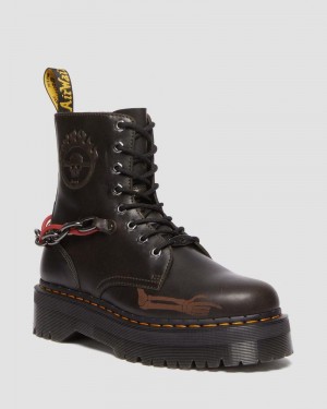 Dark Taupe Dr Martens Jadon Boot WB Mad Max Leather Platforms (Orleans) Platforms Boots | ND51-P3VM