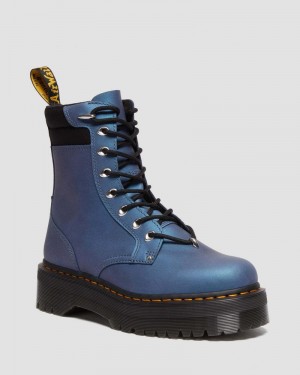 Deep Blue Dr Martens Jadon II Boot Hardware Pull Up Leather Platforms (Pull Up Shift) Platforms Boots | IQ67-I4XR