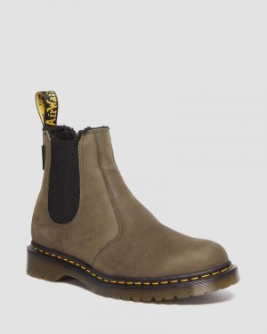 Dms Olive Dr Martens 2976 Fleece Lined Leather Chelsea Boots (Archive Pull Up) Boots | YZ79-E0YO