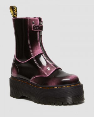 Fondant Pink Dr Martens Jetta Hi Max Distressed Leather Platform Boots (Arcadia) Platforms | HG49-D8BY