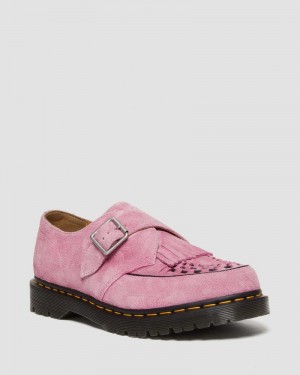 Fondant Pink Dr Martens Ramsey Suede Kiltie Buckle Creepers (Desert Oasis Suede) Shoes | RK33-U1FU