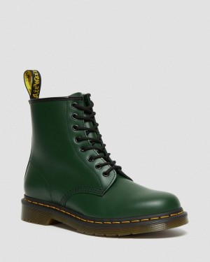 Green Dr Martens 1460 Smooth Leather Lace Up Boots (Smooth Leather) Boots | ND05-U7UV