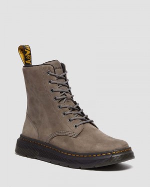 Gunmetal Dr Martens Crewson Nubuck Leather Everyday Boots (Buffbuck) Boots | NE76-J6BS