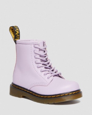 Lilac Dr Martens Toddler 1460 Softy T Leather Lace Up Boots (Softy T) Boots | IV94-E3GQ