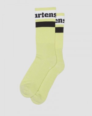 Lime Green Dr Martens Athletic Logo Organic Cotton Blend Socks (Cotton Blend) Socks | EH28-T5ZC