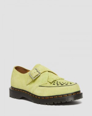 Lime Green Dr Martens Ramsey Suede Kiltie Buckle Creepers (Desert Oasis Suede) Shoes | EZ84-P5PZ