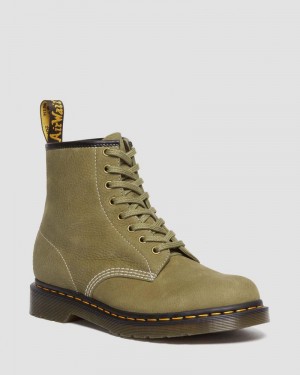 Muted Olive Dr Martens 1460 Tumbled Nubuck Leather Lace Up Boots (Tumbled Nubuck) Boots | OX71-N6FO