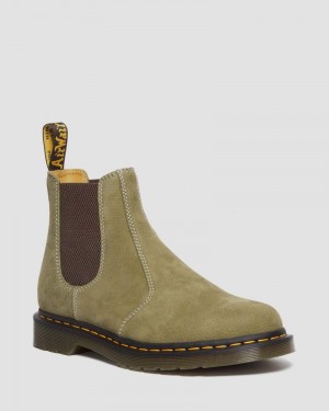 Muted Olive Dr Martens 2976 Tumbled Nubuck Leather Chelsea Boots (Tumbled Nubuck) Boots | AT98-Z9EU