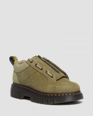 Muted Olive Dr Martens Woodard Tumbled Nubuck Leather Low Casual Boots (Titan) Shoes | SC70-Z5TU