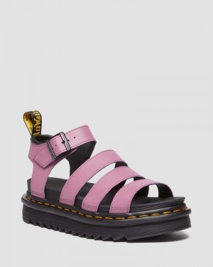 Muted Purple Dr Martens Blaire Athena Leather Strap Sandals (Athena) Sandals | HG36-N4TM