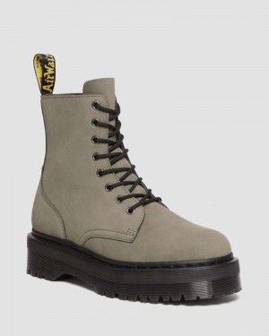 Nickel Grey Dr Martens Jadon Boot Milled Nubuck Platforms (Milled Nubuck Wp) Platforms Boots | YK98-P2GW