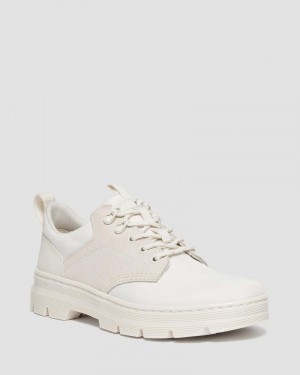 Off White / Natural Dr Martens Reeder Suede & Poly Utility Shoes (Poly Ripstop + Eh Suede + Ajax) Shoes | TT00-P2YY