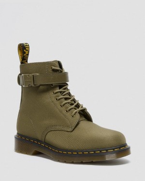 Olive Dr Martens 1460 Futura Olive Strap Lace Up Boots (Extra Tough Nylon) Boots | CV95-H7ZF