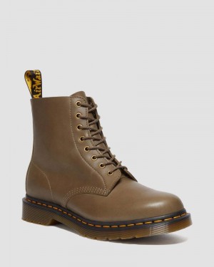 Olive Dr Martens 1460 Pascal Carrara Leather Lace Up Boots (Carrara) Boots | BT26-X1SH